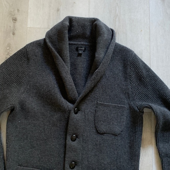 Men's J Crew 100% Lambswool Cardigan gray size S three pockets  cabin preppy - Picture 3 of 11